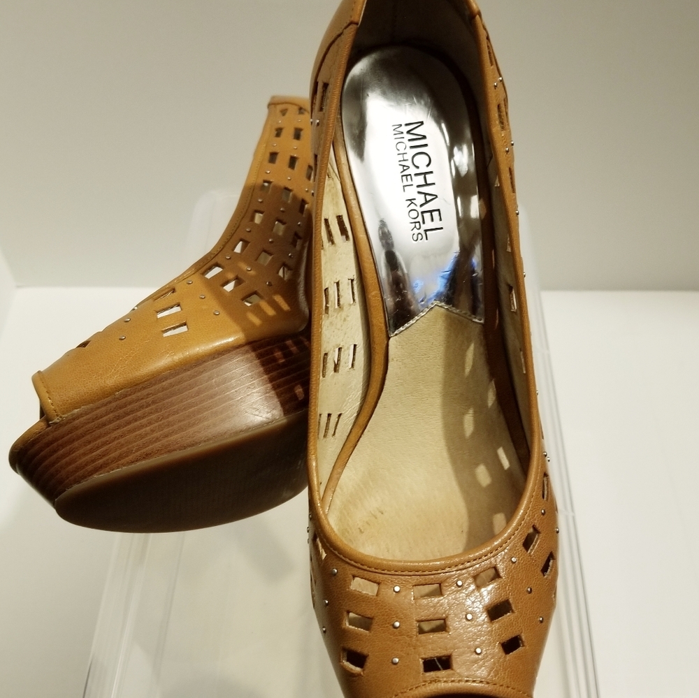 Michael Kors York Platform Leather Peeptoe